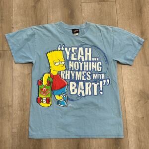 vintage 2002 The Simpsons Bart Simpson skateboard Blue Tee T Shirt Size Youth XL